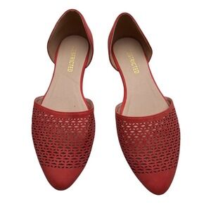 Restricted Red D'Orsay Flats Laser Cut Pointed Toe Bohemian Chic Shoes Size 9W